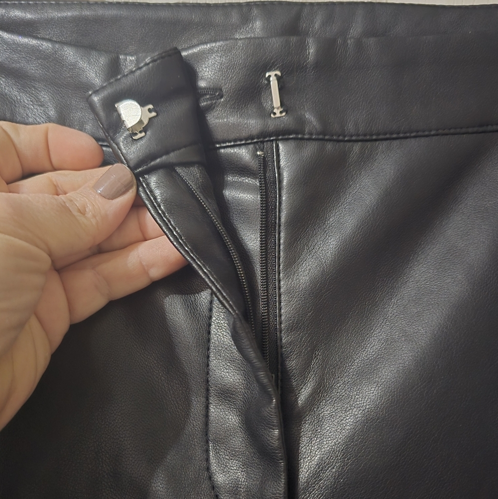 Bagatelle Faux Leather Cropped Wide Leg Trousers in Black, High Waist, EUC! - Picture 10 of 11